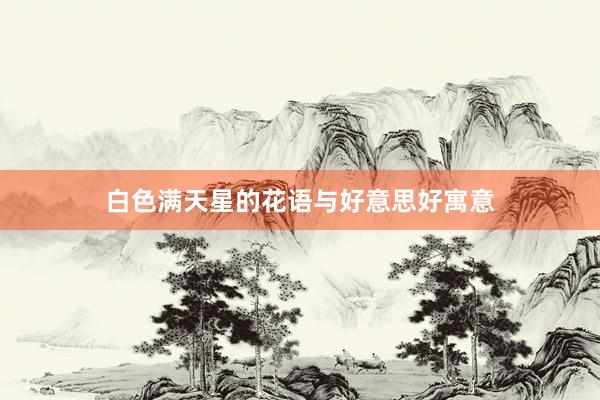白色满天星的花语与好意思好寓意